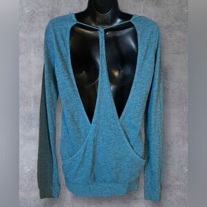 Women’s turquoise T-strap surplice back top. Lanston Athleisure NWT size XS